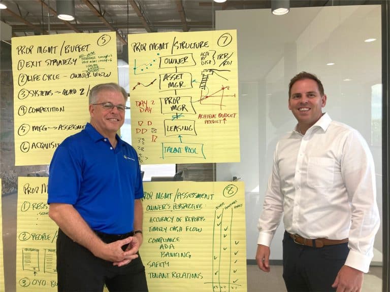 Blaine and a client following a consulting meeting