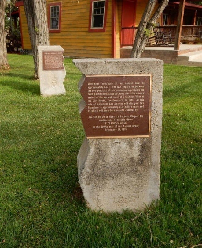 Plaques representing shifting of tectonic plates over San Andreas Fault